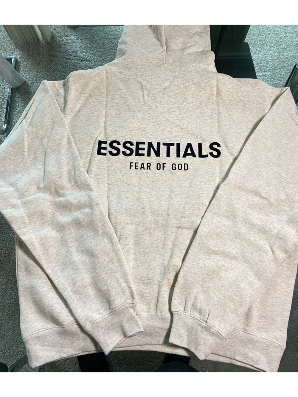Fear of God ESSENTIALS Crewneck Hoodie in Light Gray with Black Logo